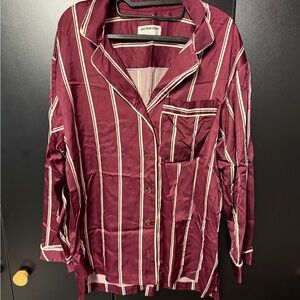 We The Free Burgundy and White Striped Shirt - Size Small